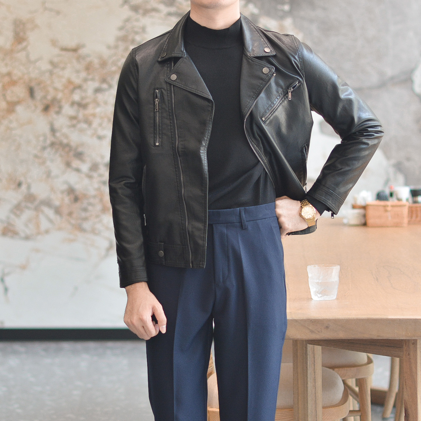 金属英伦翻领翻领短款