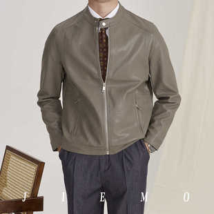 秋冬季软皮高级感立领皮衣男士修身韩版雅痞英伦防风机车夹克外套