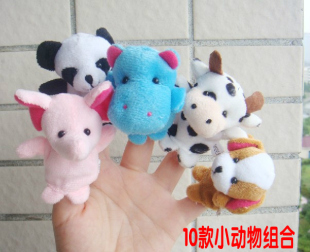 动物指偶双层带脚儿童卡通宝宝角色玩偶小孩子婴幼儿益智布绒玩具