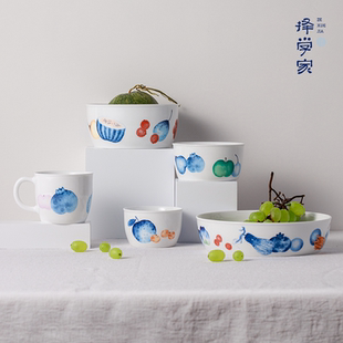 择学家元气果果2025新款景德镇高温陶瓷饭碗家用碗碟套装餐具套装