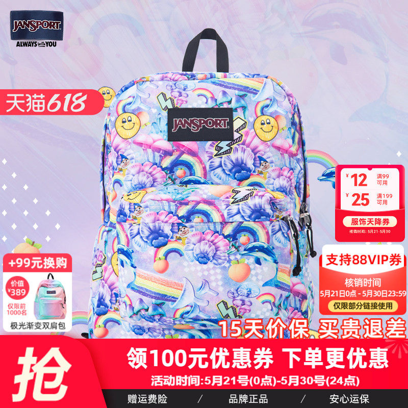 JanSport杰斯伯儿童双肩包女书包男高初中学生童趣小众背包TWK8