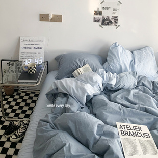 纯色纯棉被套单件150x200x230双人床单被罩学生宿舍1.5米单人床