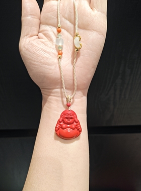 27乘26m高含量朱砂水飞沙佛公吊坠项链毛衣链