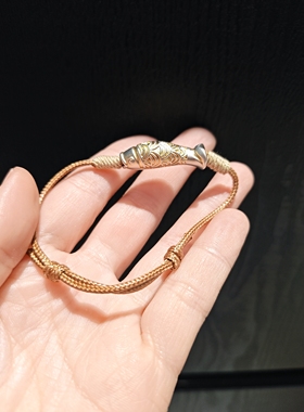 29乘9m厚款999足银描金鱼跃龙门开口鱼配手编绳手串手链