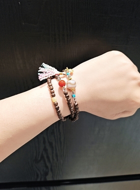 4m一线黄油沉配南红蜜蜡玛瑙菱镁三圈手串手链