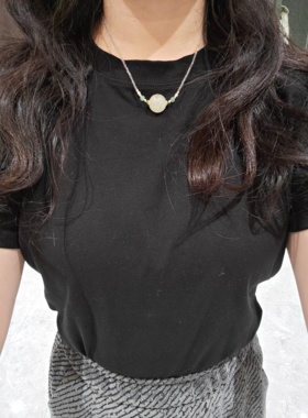 16m柠檬黄水晶配白尖晶项链锁骨链实物更黄一点多棉多裂