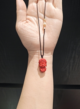 24乘14m高含量朱砂水飞沙双面雕刻度母吊坠项链毛衣链