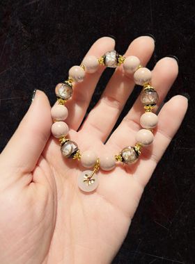 10m珠光粉瓷配香灰琉璃手串手链