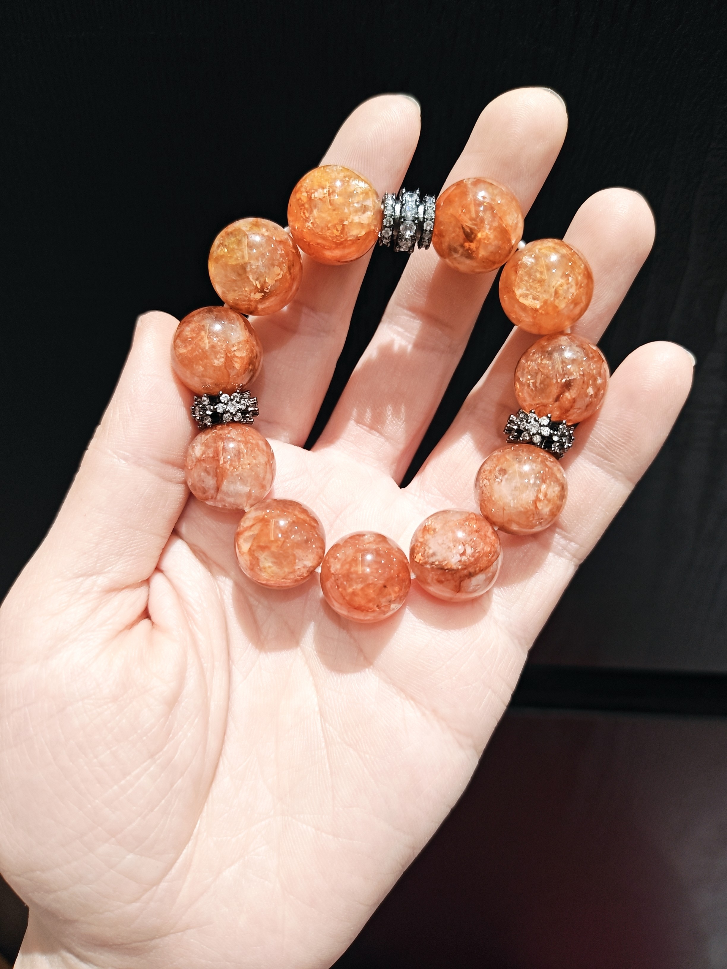 15m大块头橙红胶花椒花手串手链一物一拍图片