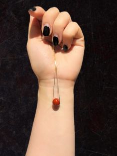 10m满色满肉南红配925银镀金链子吊坠项链