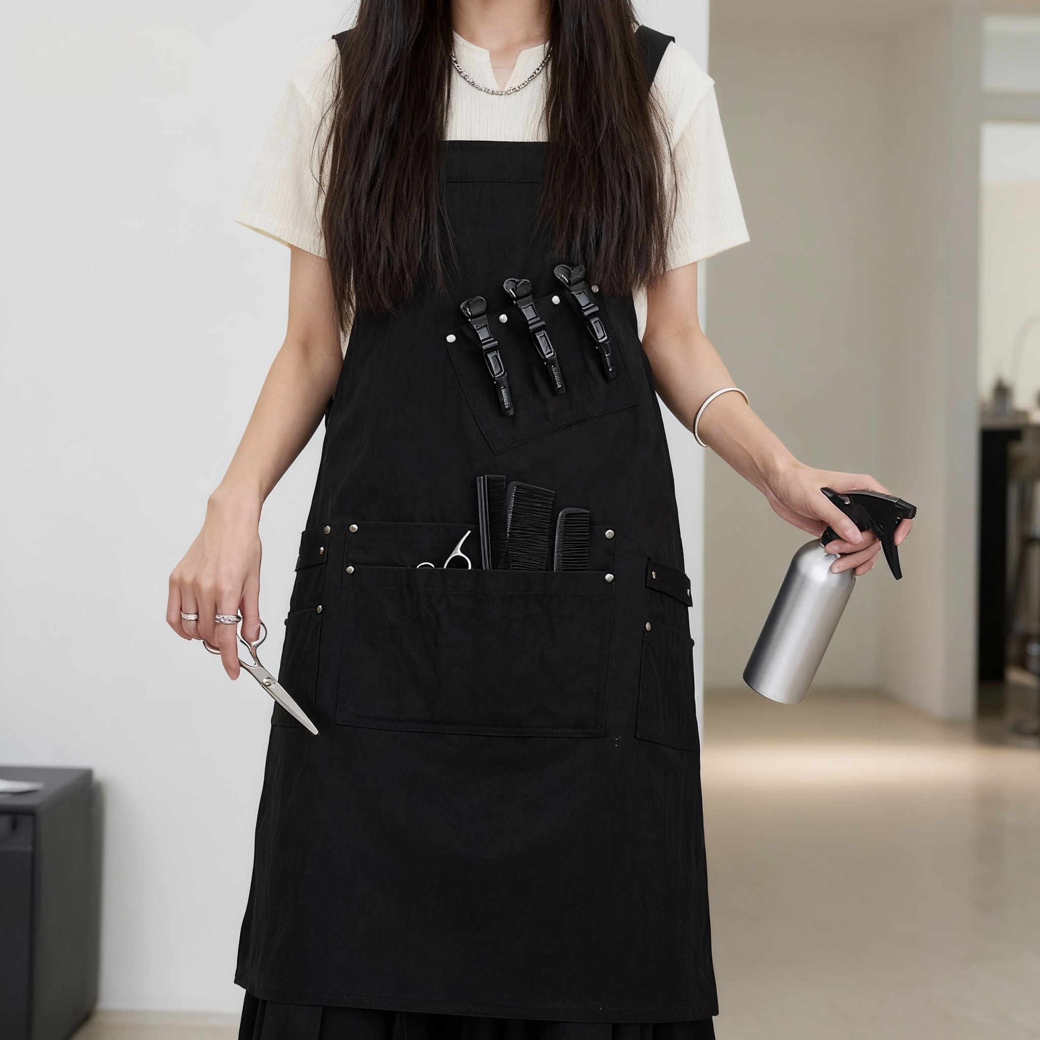 新款围裙造型师工装服定制防泼水