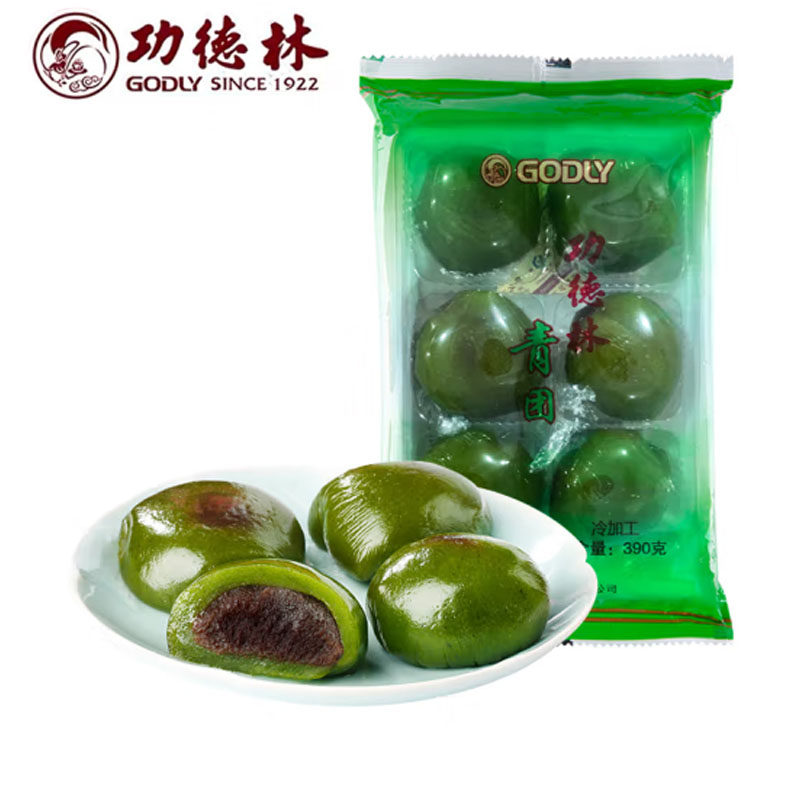 功德林净素豆沙青团(六粒)390g袋装清明果子传统素食糕点心老字号
