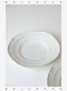 诺裔 日式器 枯山水万造制陶日用食器和风不规则形浅盘自然质朴风