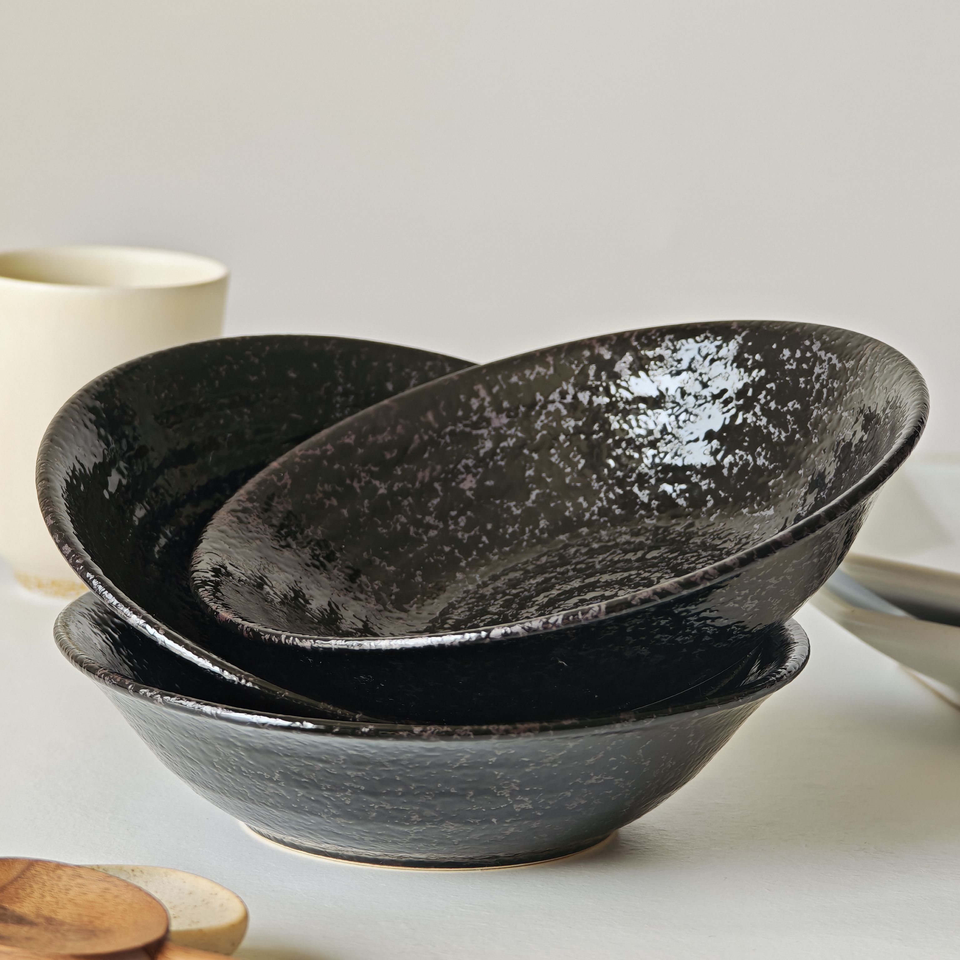 诺裔家 日式器 宜得利NITORI绿吹天目釉沙冰钵凉菜碗水果捞沙拉碗