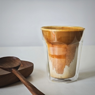 诺裔家 德式器 轻量化设计经典六棱岩石杯双层真空隔热玻璃杯耐热