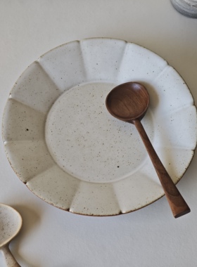 诺裔家 日式器 松川制陶原矿陶泥高温烧窑侘寂风格十二梨形浅圆盘