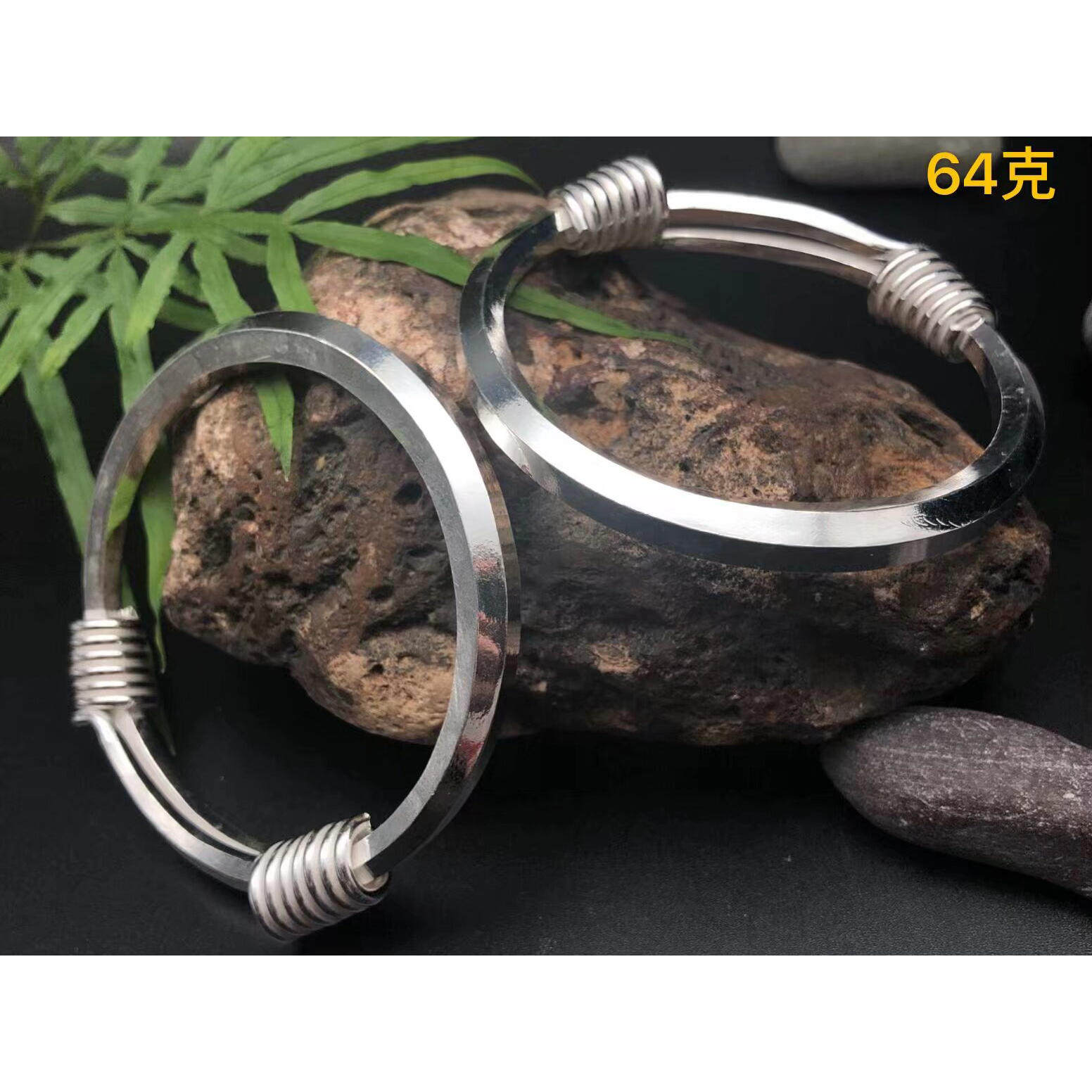 保命镯老银匠手工定制999纯足银饰光面简约六方手镯子男女