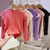 HHKIDS Girl Xiaofei рукава ямы, высокие бомбы Высокие бомбы -все -матч зарубежная рубашка T -Fork 2022 Зимняя одежда GCT332