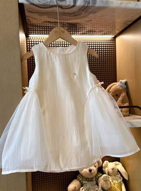 明星单品～重工女童夏季柔光网纱蝴蝶结无袖礼服裙连衣裙AQZ0212