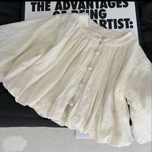 原版 儿童灯笼袖 品质 2025新款 女孩蕾丝刺绣上衣ECS012 女童衬衫