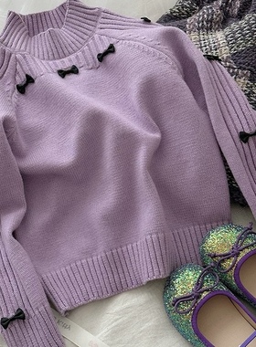 女童冬季新款针织衫洋气女宝宝蝴蝶结半高领洋气保暖毛衣DMY021