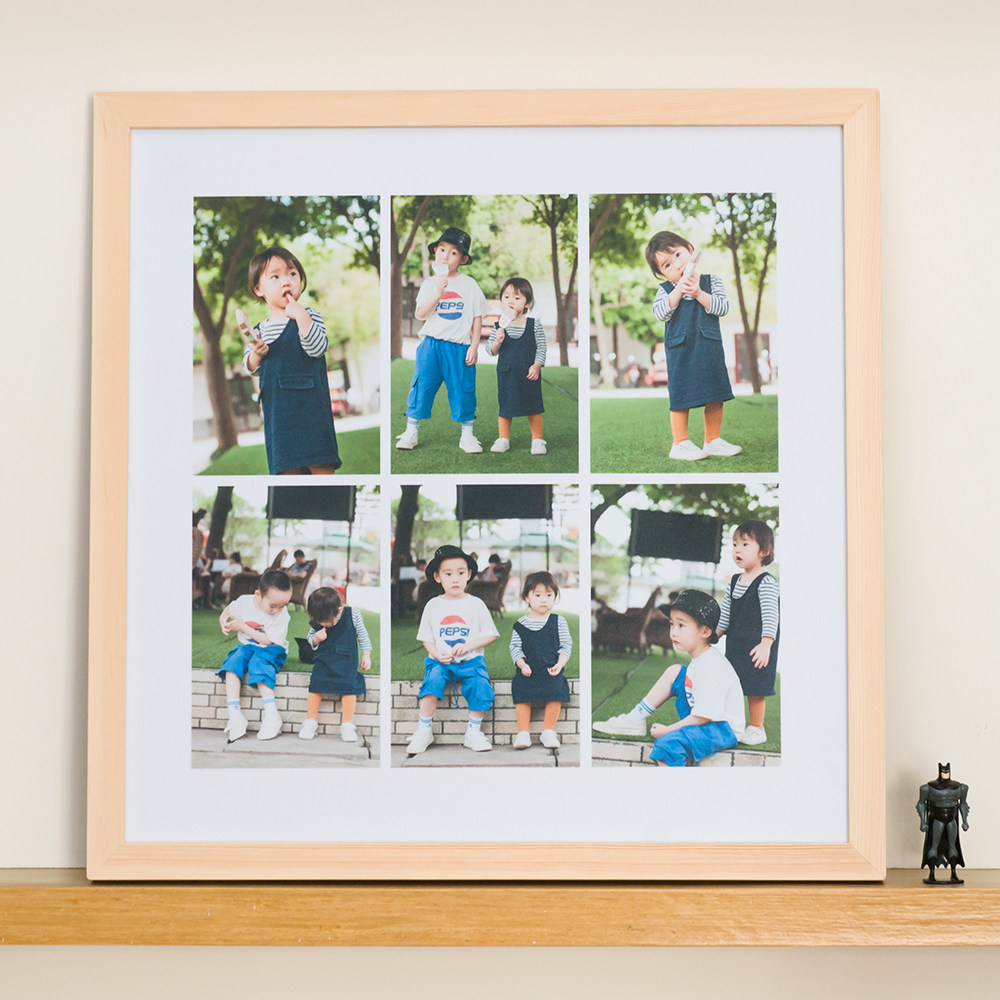 原木相框 环保无漆 文艺清新 6张照片6宫格成长记录婚纱照含冲印