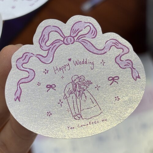 结婚手绘新人插画风异形现货贴纸