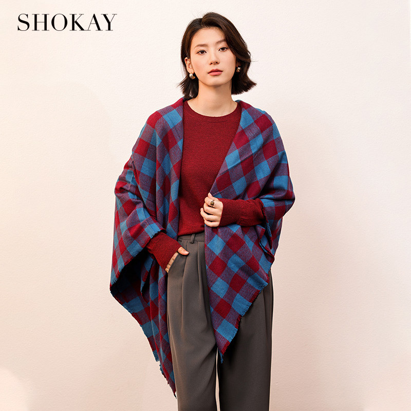 SHOKAY绣嘉【东方】千鸟格牦牛绒保暖男女经典复古披肩围巾