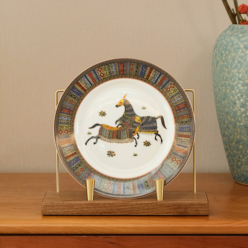 黑胡桃木圆盘展示架底座黄铜支架