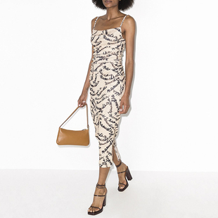 nanu连衣裙荡领字母印花小众连衣裙复古吊带裙修身 千禧小姨风