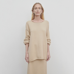 小众设计感针织衫 美式 宽松裸色毛衣卷边棉oversize 老钱风回归