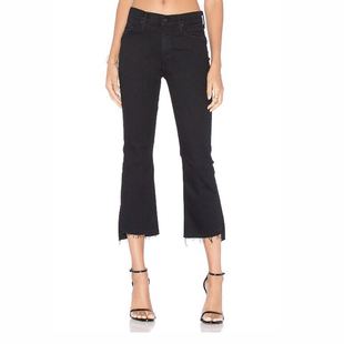 Rj小众八分毛边牛仔裤 白色高腰小个子insider露脚踝烂边 微喇叭裤