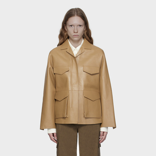 瑞典小众设计感皮衣外套廓形皮夹克oversized黑 飒酷机车风皮