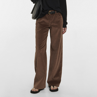 阔腿裤 小众设计感微喇直筒裤 美式 小个子 美拉德穿搭灯芯绒裤