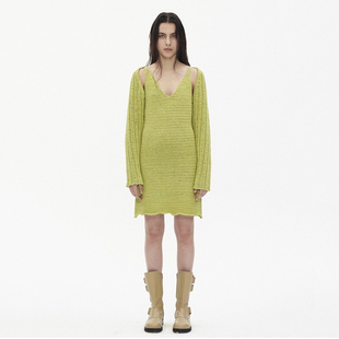 Ryanj韩国小众设计师设计感针织衫 机能风ins博主 牛油果绿坎肩短款