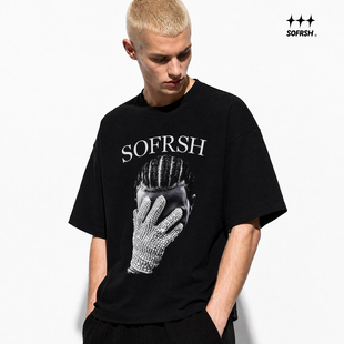 SOFRSH Drake头像印花短袖美式高街纯棉T恤男2026夏季新款