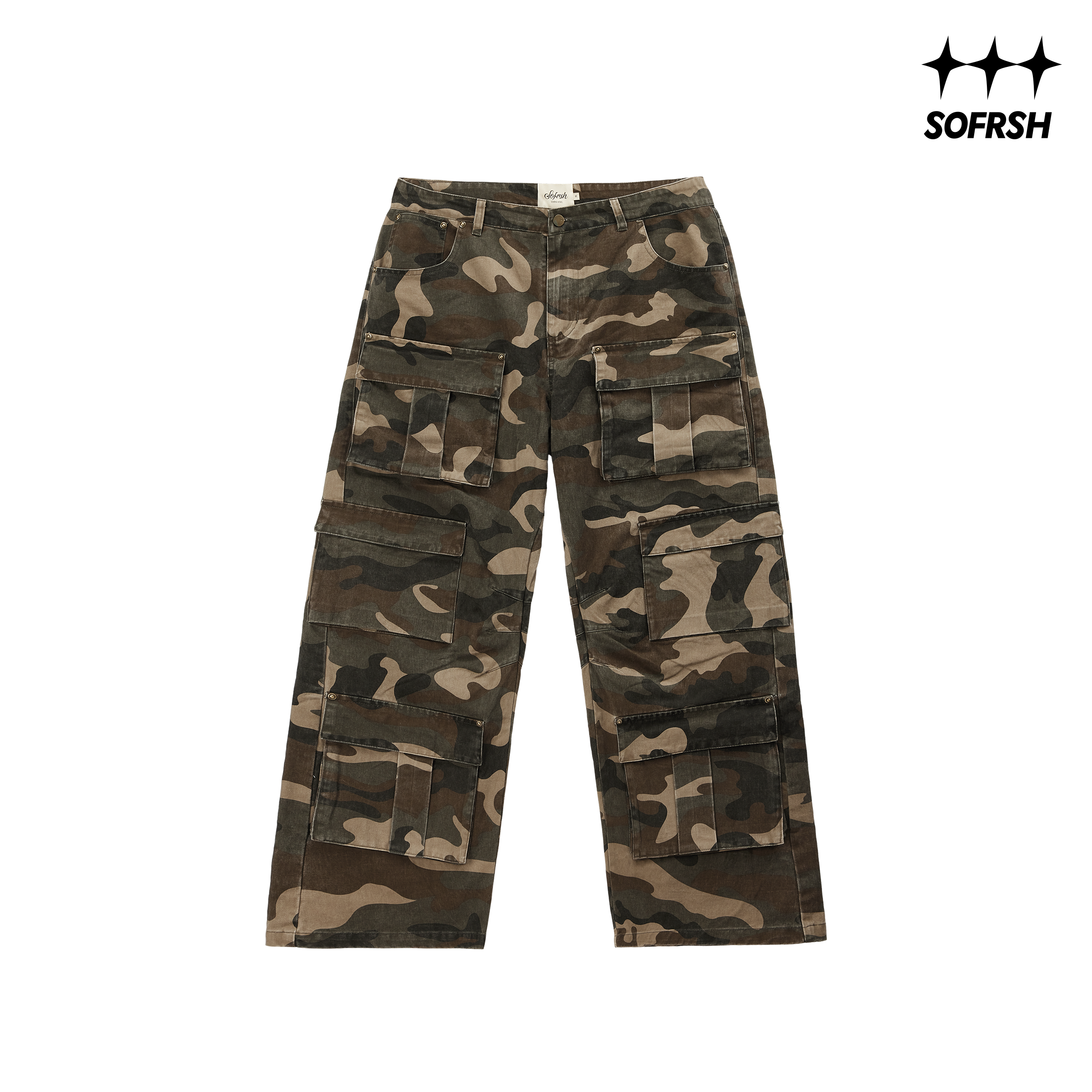 SOFRSH迷彩多口袋弯刀牛仔长裤