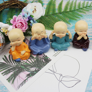 2018新款装饰 可爱四不小和尚 弥勒佛树脂娃娃装饰摆件 礼物