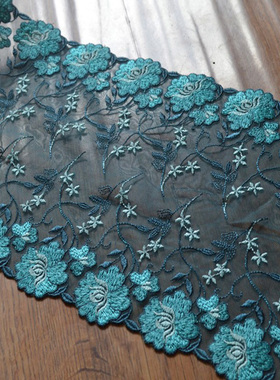 21cm绿色双边蕾丝花边窗帘围巾头巾桌旗桌布娃衣头巾多功能垫辅料