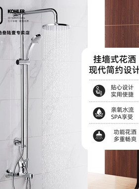 科勒花洒齐乐双花洒套装喷头淋浴柱全铜喷头升降下出水龙头75517