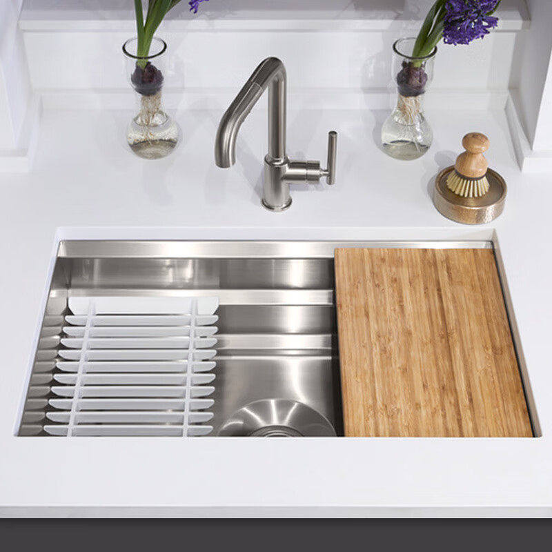 科勒厨房水槽加厚手工单槽台下盆304不锈钢洗菜盆洗碗水池23650T,家装主材,水槽单品,淘宝优惠券,粉丝福利购,淘宝优惠卷