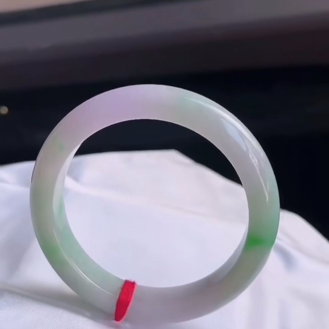 缅甸天然翡翠a货老坑冰种紫罗兰飘阳绿玉手镯子圈口5758超值新品