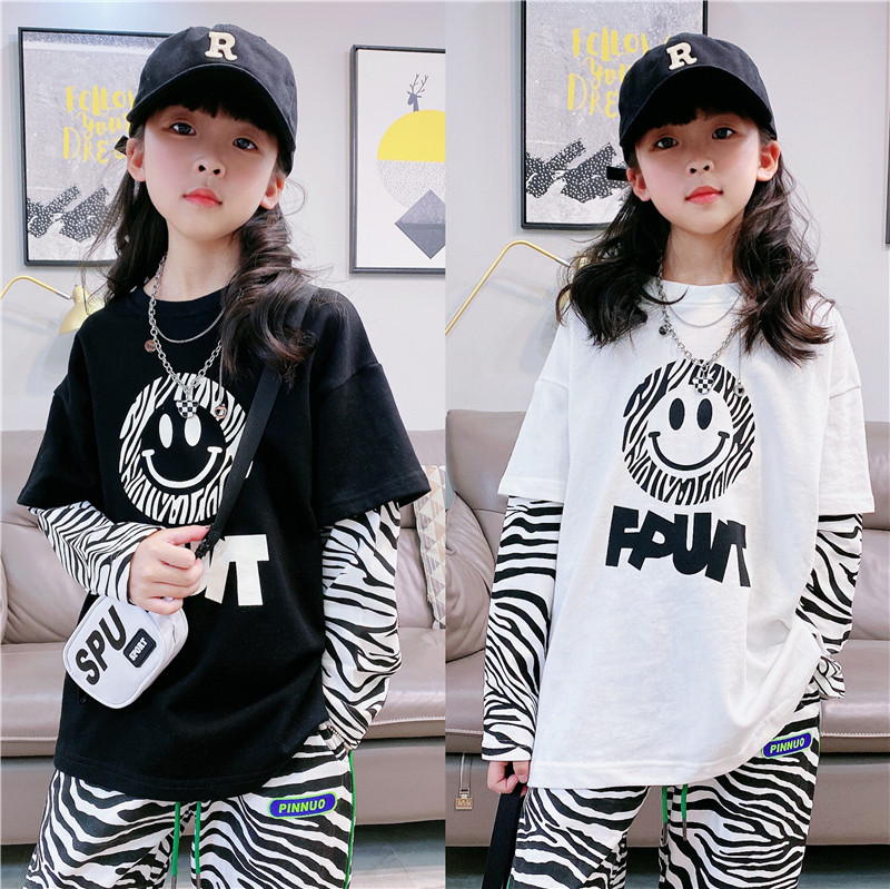 嗨大e小e品牌童装春秋款男女童潮款假两件拼接套头卫衣1111