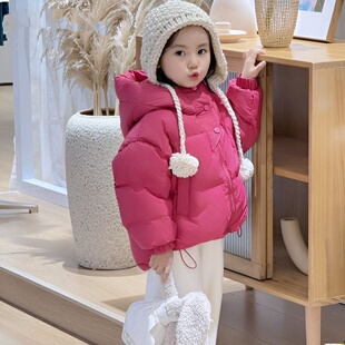 女童2026新款加厚男童短款连帽棉服保暖外套冬装防寒