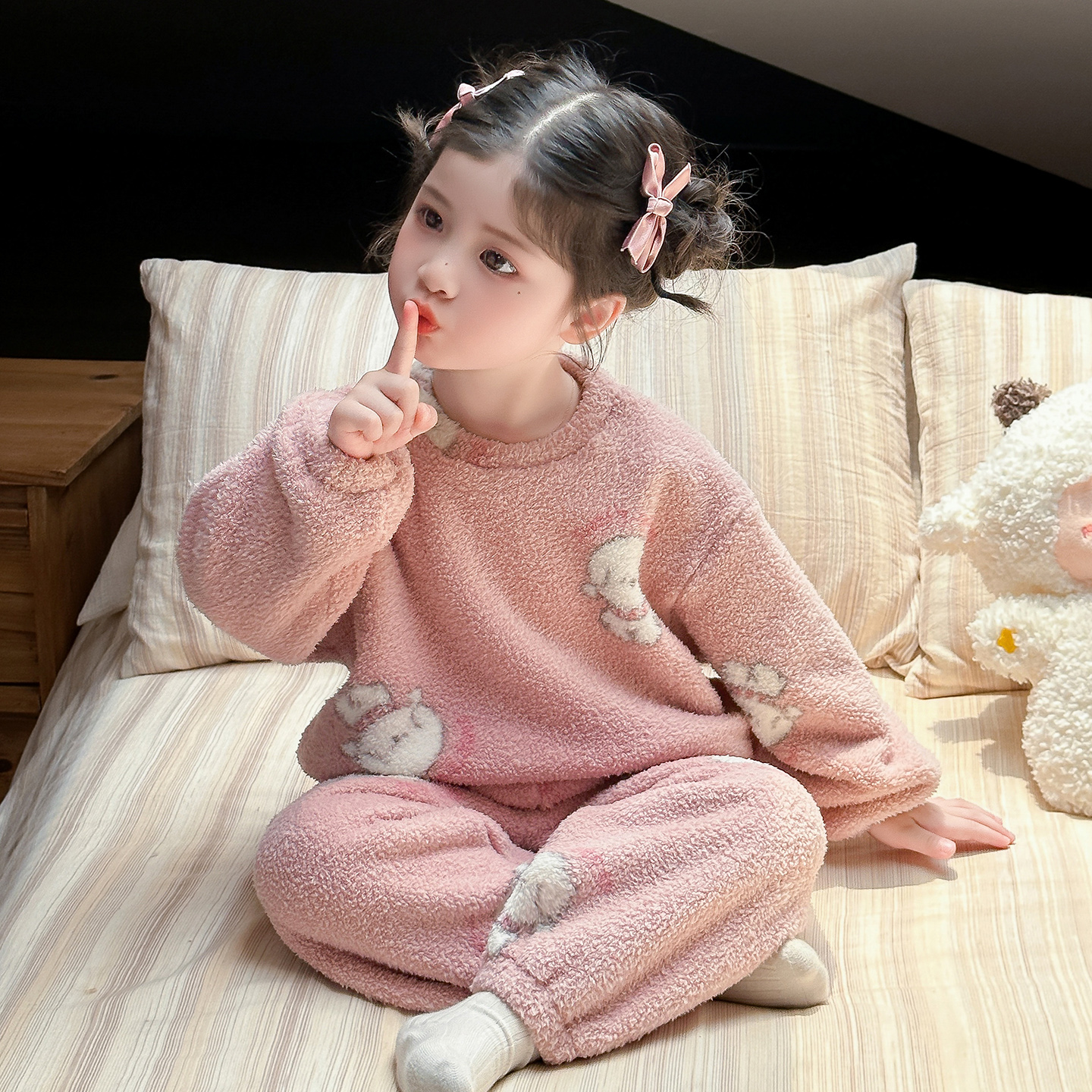 女童珊瑚绒睡衣保暖家居服冬款