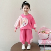 女童春季 子休闲衣服 女宝宝儿童卡通早春两件套上衣裤 套装 2026新款