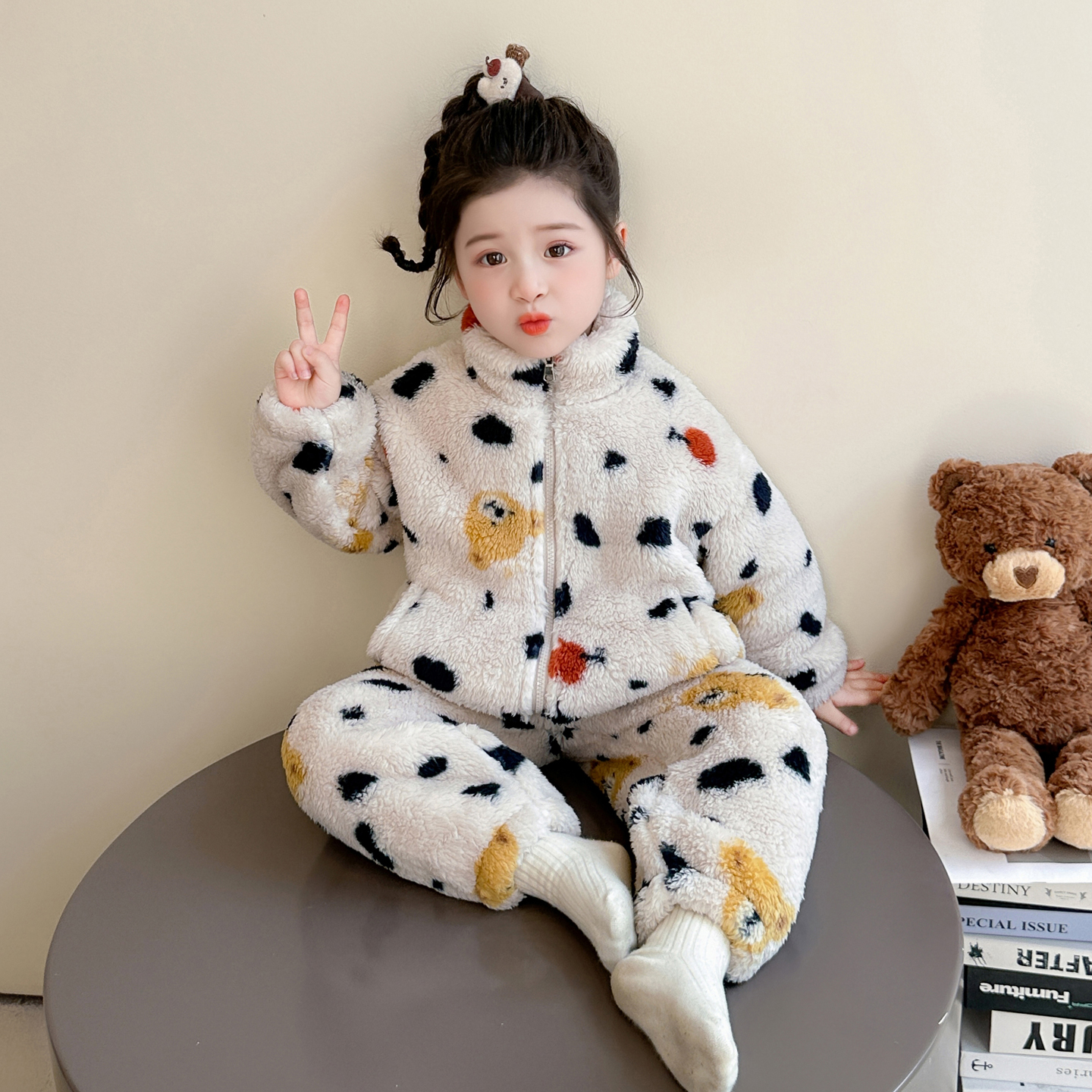 女童睡衣套装秋冬季2025新款保暖