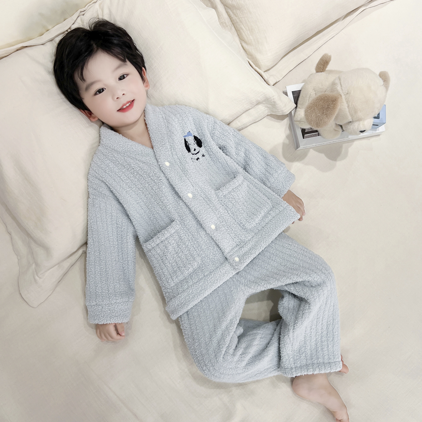 男童睡衣套装珊瑚绒秋冬新款2025