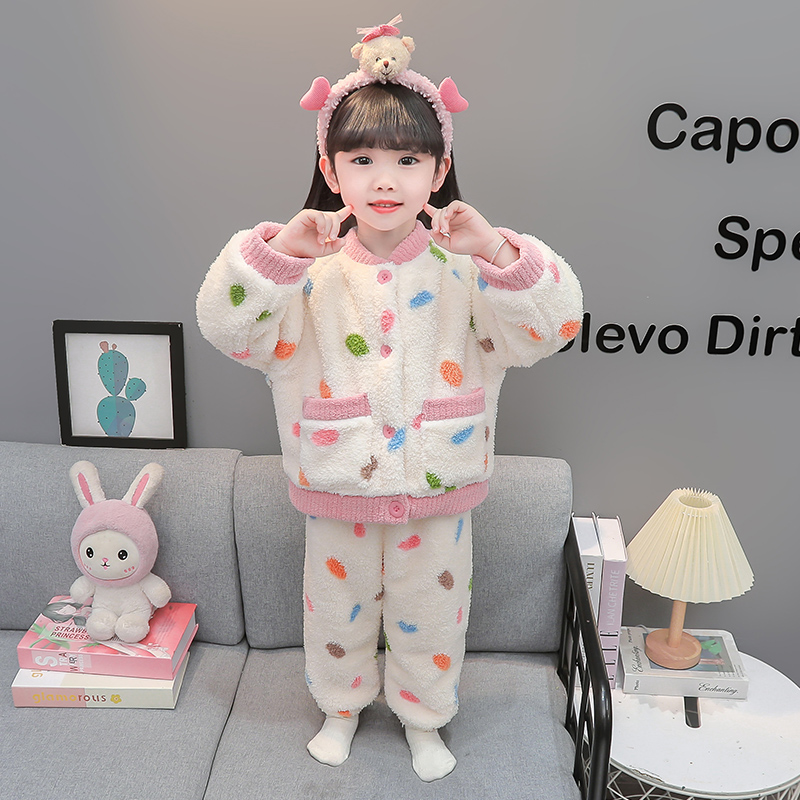 女童珊瑚绒睡衣冬季家居服套装