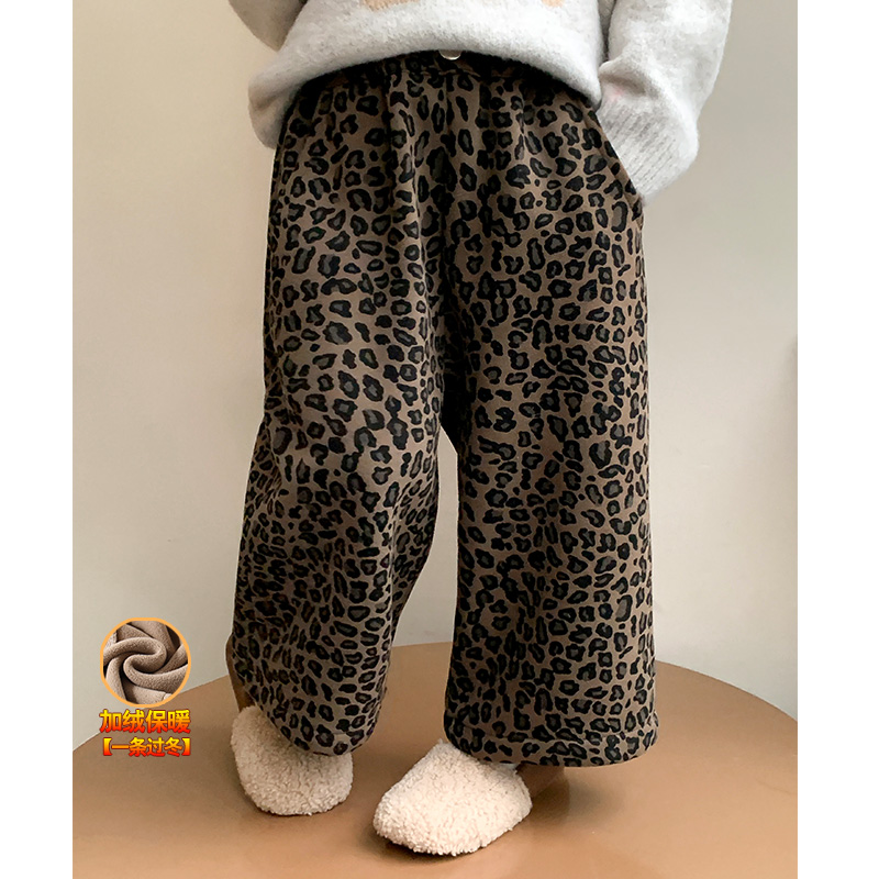 女童裤子秋冬季加绒休闲裤直筒裤